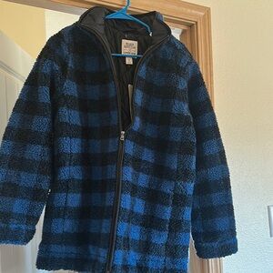 Lands' End Black and Blue Puffer Jacket Warm Winter Essential
